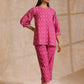 trueBrowns Pink Dabu Print Cotton Baggy Sleeve Co-Ord Set - Swadesiicart