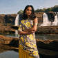 trueBrowns Yellow Muslin Ikat Saree | Swadesiicart