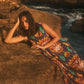 trueBrowns Purple Cotton Ikat Flared Dress | Swadesiicart