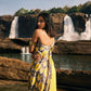 trueBrowns Yellow Muslin Ikat Ready to Wear Saree | Swadesiicart
