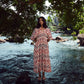 trueBrowns Carrot Cotton Ikat Dress | Swadesiicart