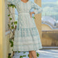 Juniper Women's Sky Blue Printed Flared Dress | Swadesiicart