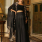 Janasya Black Georgette Solid Top Bottom Cape | Swadesiicart