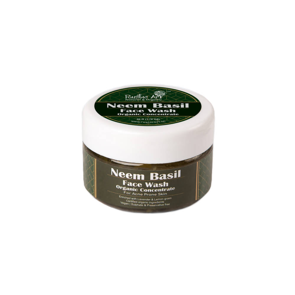Rustic Art Neem Basil Face Wash Organic Concentrate - Swadesiicart