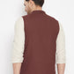Even Apparels Maroon Merino Men Woven Nehru Jacket | Swadesiicart