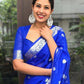 DEIANA'S Beautiful Designer Golden zari Soft Lichi Silk Saree - Royal Blue - Swadesiicart