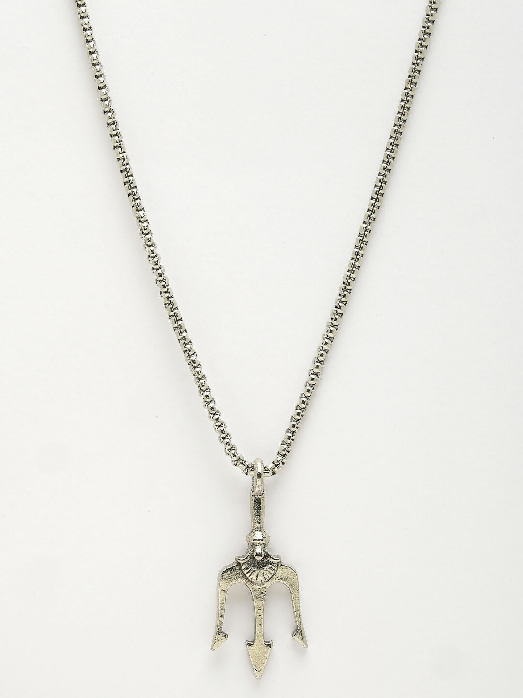 NVR Men's Silver-Plated Stainless Steel Geometric Charm Pendant With Chain | Swadesiicart