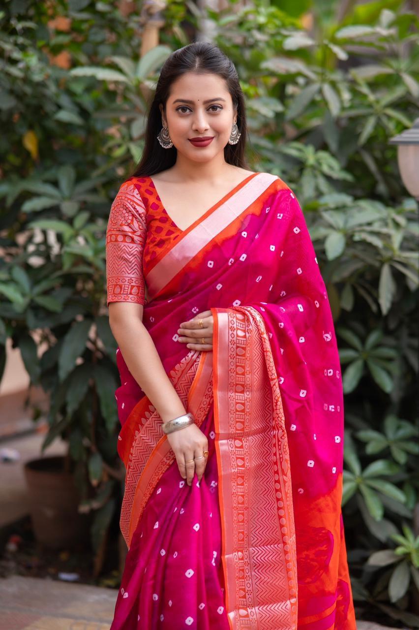 Rani Jute Silk Ethnic Motifs Saree with Unstitched Blouse - Hiral Fashion | Swadesiicart