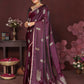 Joban Fashion Wine Floral Motifs Banarasi Silk Sarees | Swadesiicart