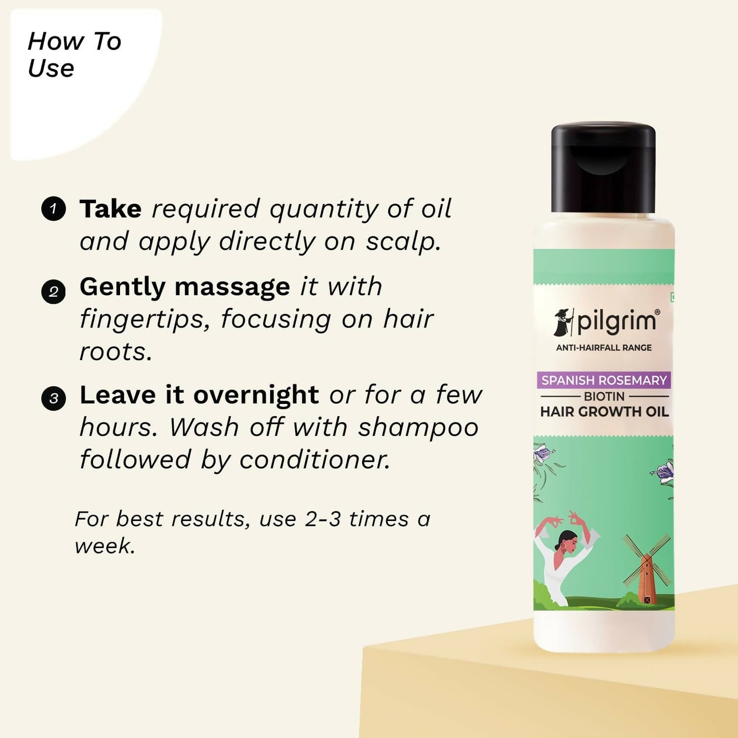 Pilgrim Spanish Rosemary & Biotin Hair Growth Oil To Control Hair Fall & Strengthens Hair - Swadesiicart