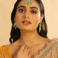 Nuyug 22K Gold Plated Lush Green Maang Tikka & Earrings Set | Swadesiicart