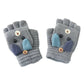 AHC Baby Winter Gloves Cute Cotton 2-In-1 Half Finger & Full Cover Lovely Animal Warm Mittens Knitted Gloves