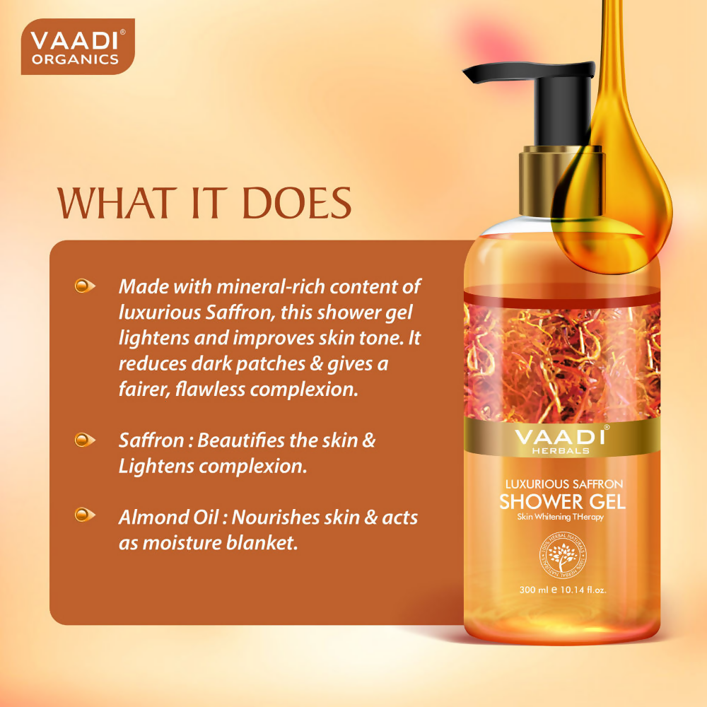 Vaadi Herbals Luxurious Saffron Shower Gel - Swadesiicart