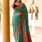 Joban Fashion Teal Green Crepe Chiffon Pure Handloom Banarasi Silk Saree | Swadesiicart