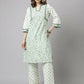 FIORRA Women's Sea Green Cotton A-Line Kurta Set - Swadesiicart