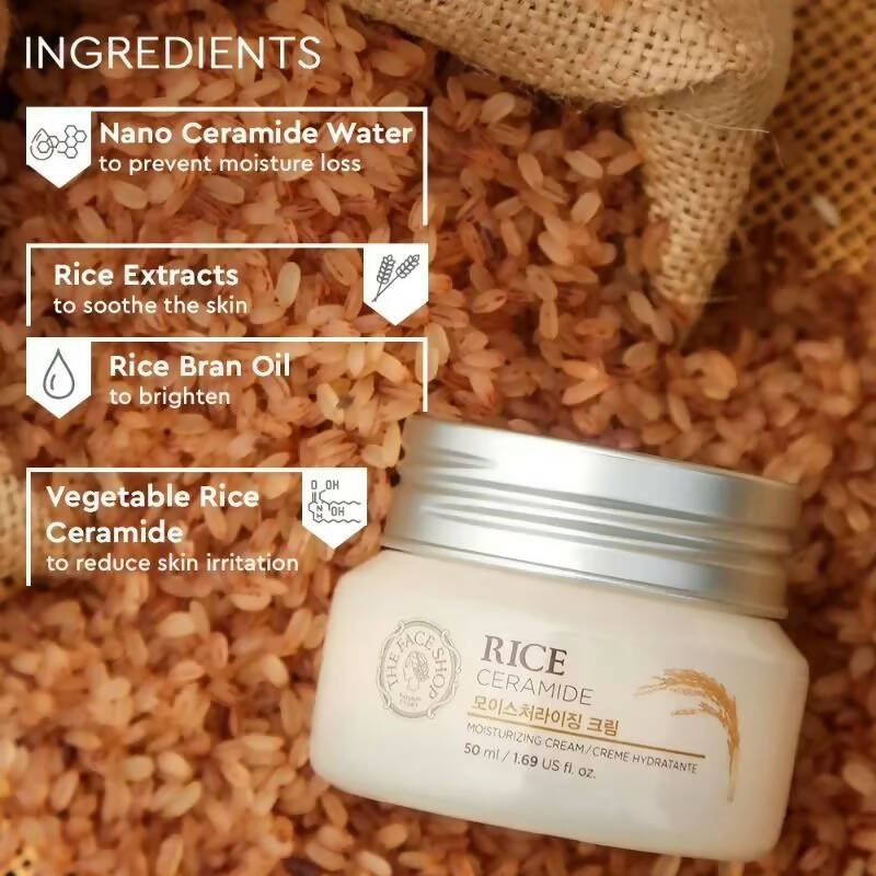 The Face Shop Rice & Ceramide Moisturizing Cream - Korean Skincare | Swadesiicart
