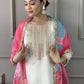 White Viscose Chanderi Stitched Suit With Dupatta - Tanisha | Swadesiicart