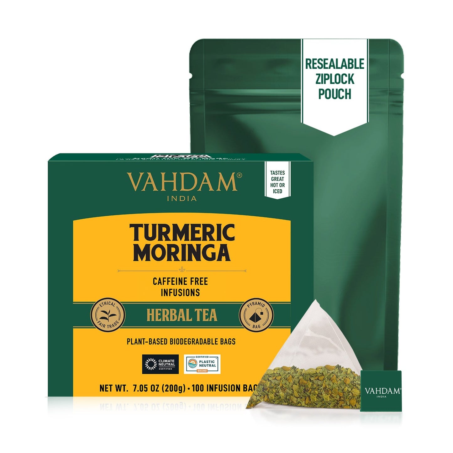 Turmeric Moringa Herbal Tea Tisane, 100 Count