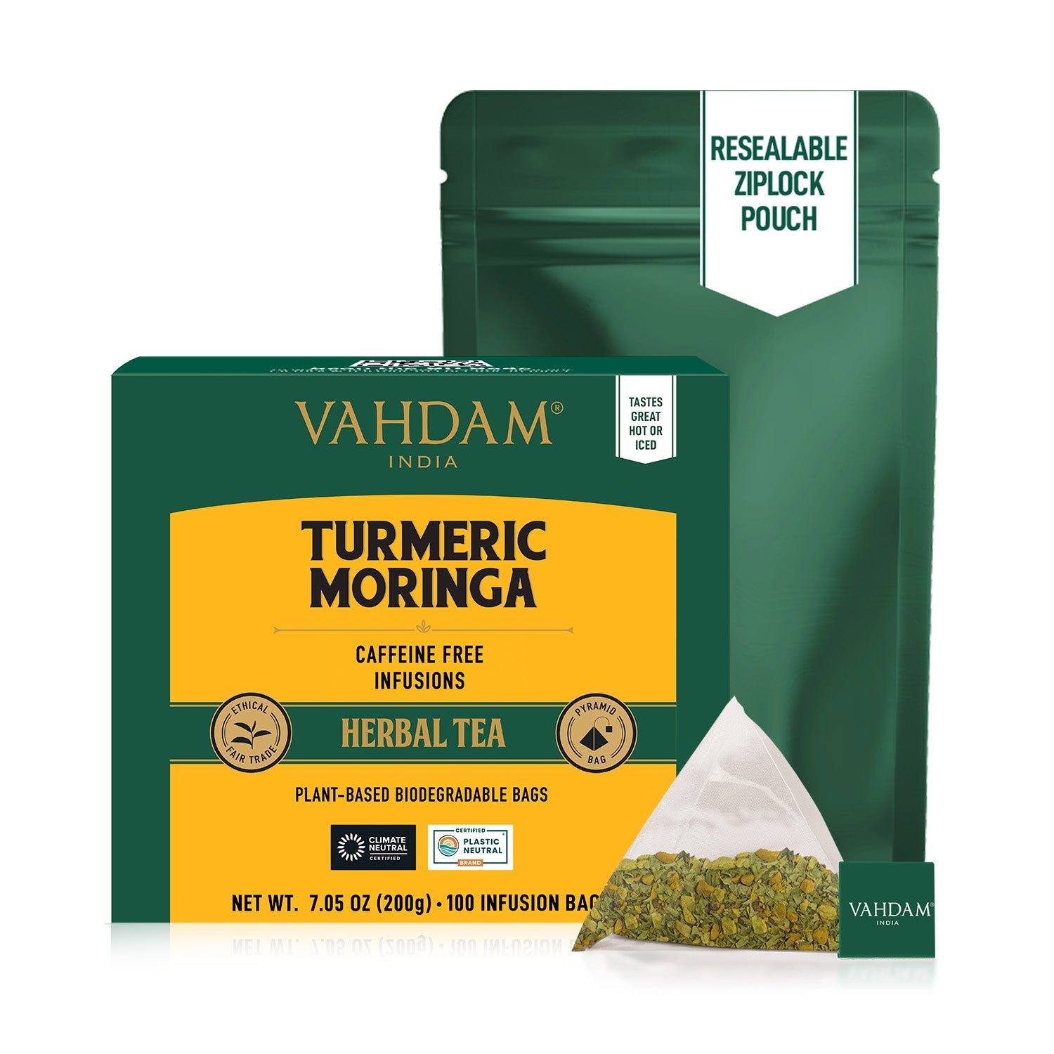Turmeric Moringa Herbal Tea Tisane, 100 Count