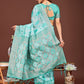Anaita Sky Blue Banarasi Silk Saree With Blouse