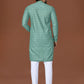 Anaita Sea Green Lucknowi Silk Straight Kurta