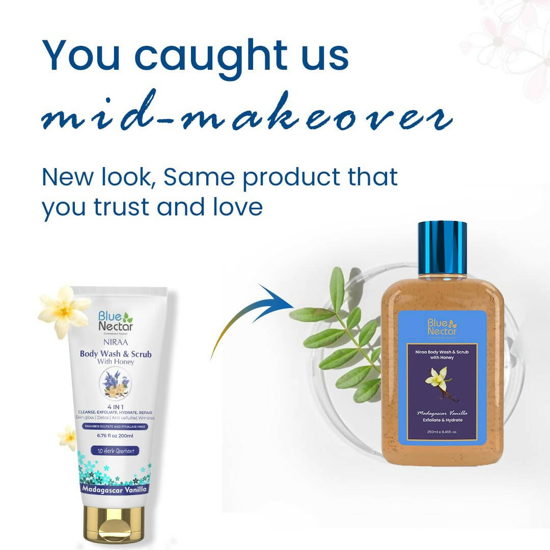 Blue Nectar Niraa Body Wash & Scrub with Honey - Madagascar Vanilla