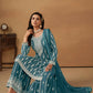 Anaita Teal Embroidered Faux Georgette Salwar Suit