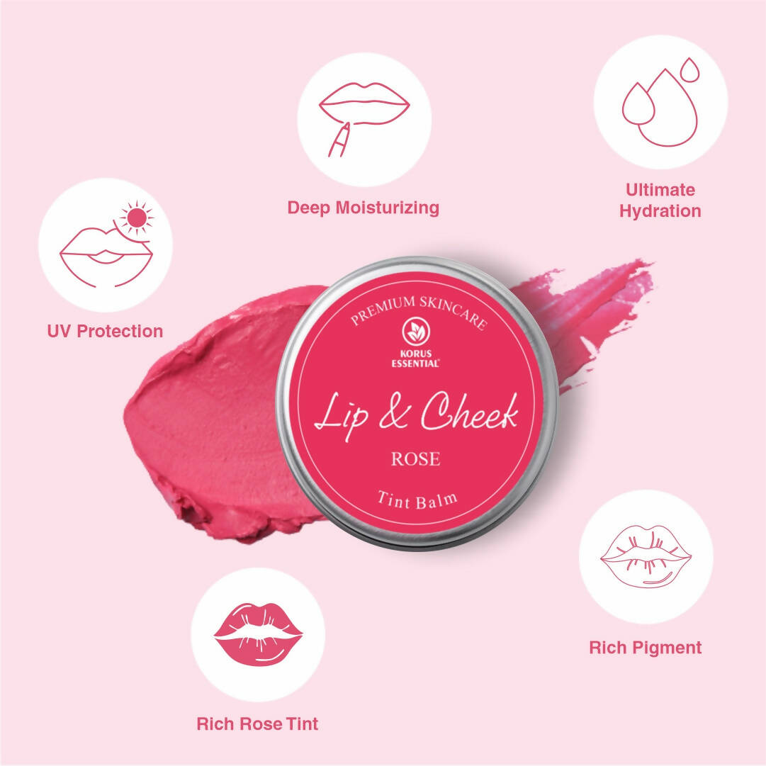 Korus Essential Rose Lip & Cheek Tint Balm - Swadesiicart