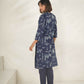 Miravan Women's Abstract Printed Cotton Blue Co-Ord Set - Swadesiicart