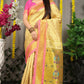 Jyoti Fashion Women's Cream Banarasi Silk Zari Woven Saree with Blouse | Swadesiicart