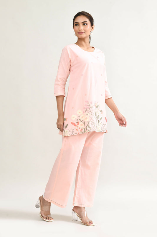 Joban Fashion Peach Pink Cotton Coord Set - Swadesiicart