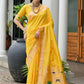 Vishnu Weaves Women's Yellow Paithani Silk Zari Woven Saree with Blouse - Swadesiicart