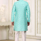 Raivat Ethnic Banarasi Jacquard Embroidery Semi Indo Western Sherwani In Green Colour | Swadesiicart