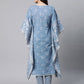 Ahalyaa Beige Pure Cotton Floral Printed Kaftan Kurta | Swadesiicart