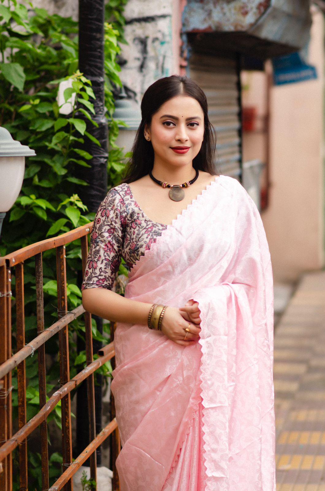 Pink Poly Silk Ethnic Motifs Saree with Unstitched Blouse - Hiral Fashion | Swadesiicart