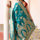 Joban Fashion Teal Green Banarasi Soft Pure Handloom Banarasi Silk Saree | Swadesiicart