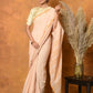 Very Much Indian Handloom Pure Cotton Saree With Sleek Border - Light Peach | Swadesiicart