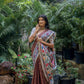 Vishnu Weaves Women's Coffee Soft Tussar Silk Printed Saree with Blouse - Swadesiicart