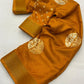 Mustard Cotton Crepe Batik Print Saree with Unstitched Blouse - Hiral Fashion | Swadesiicart