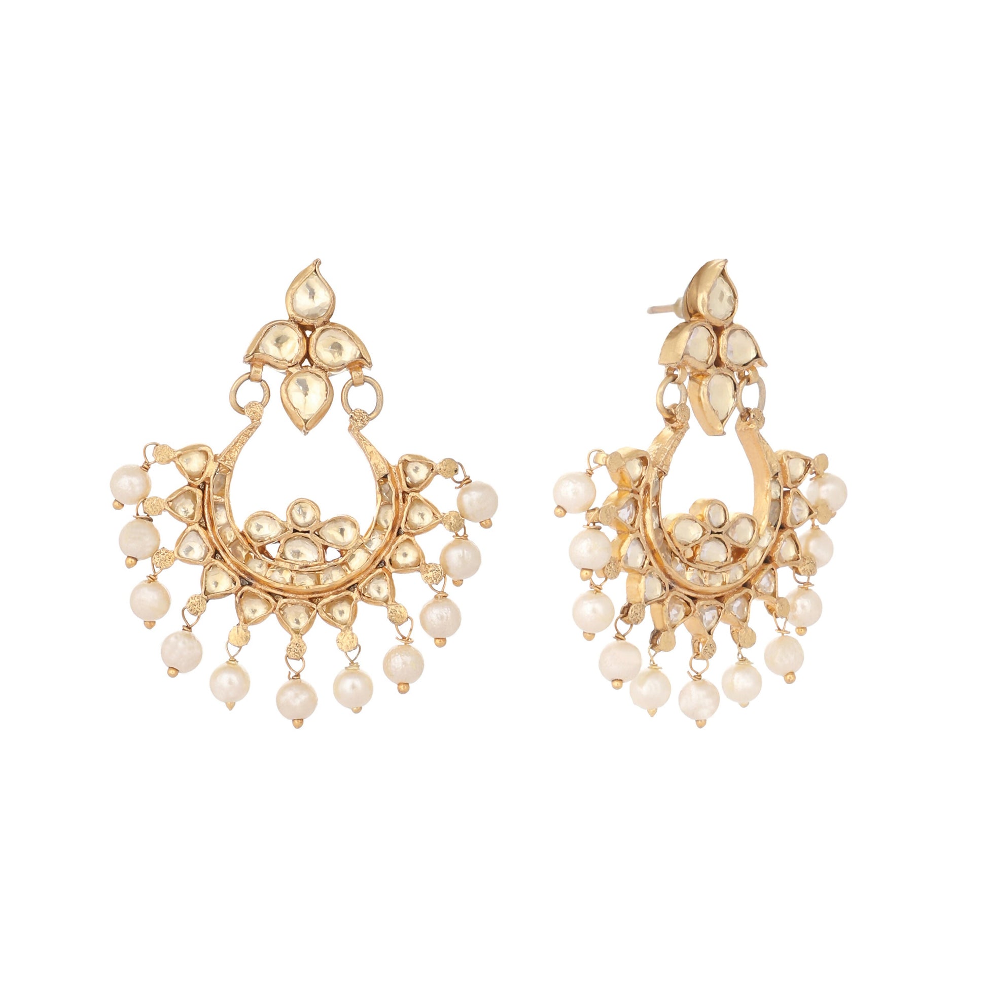 Nuyug 18k Gold-Plated American Diamonds Studded Contemporary Shaped Dangler Earrings | Swadesiicart