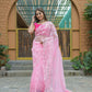 Vamsee Kiki Baby-Pink Organza Saree - Swadesiicart