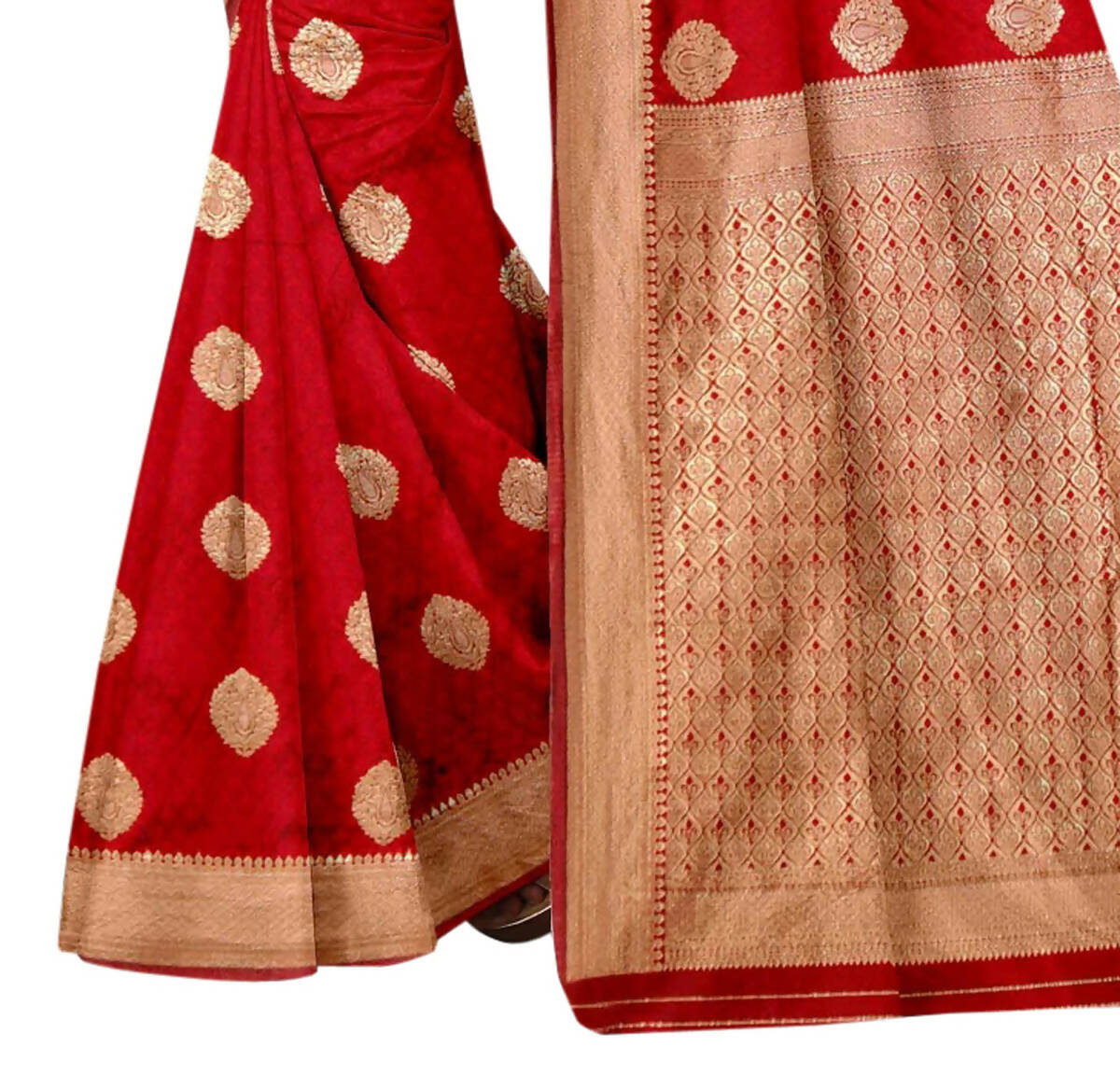 Vamika Weaving Banarasi Jacquard Red Saree | Swadesiicart