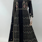 Lorenvalley Fashion Black Faux Georgette Embroidery Work Gown Jacket Stitched | Swadesiicart