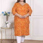 Miravan Women's Plus Size Yellow Bandhani Printed Straight Kurta - Swadesiicart