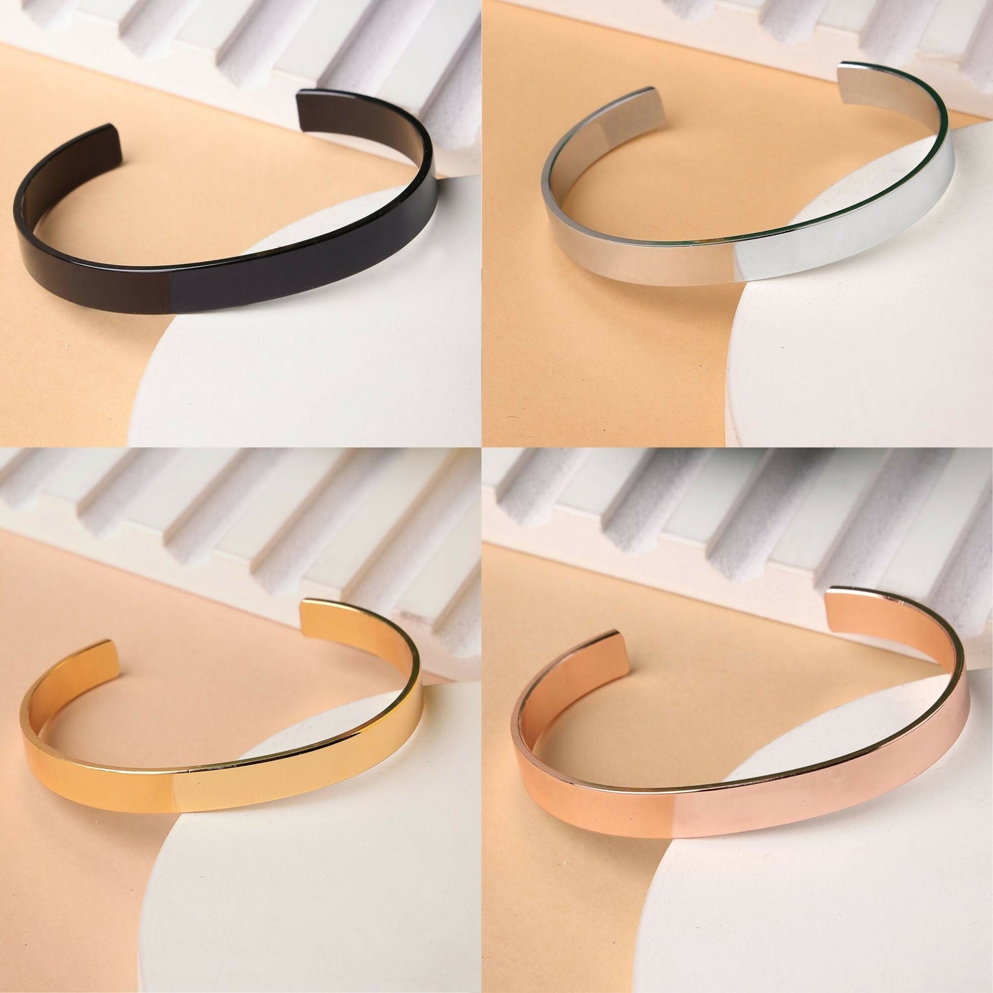 NVR Men's Set of 4 Multi Color Stainless Steel Cuff Bracelet - NR Retail-NVR