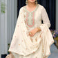 Anaita White Premium Embroidered Chinon Readymade Salwar Suit (Free Size)