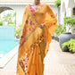 Vishnu Weaves Women's Yellow Muga Cotton Thread Weaving Saree with Blouse - Swadesiicart