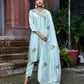 Vaasva Women's Tissue Silk Emboidered Suit Set With Solid Pant & Solid Embroidered Dupatta | Swadesiicart