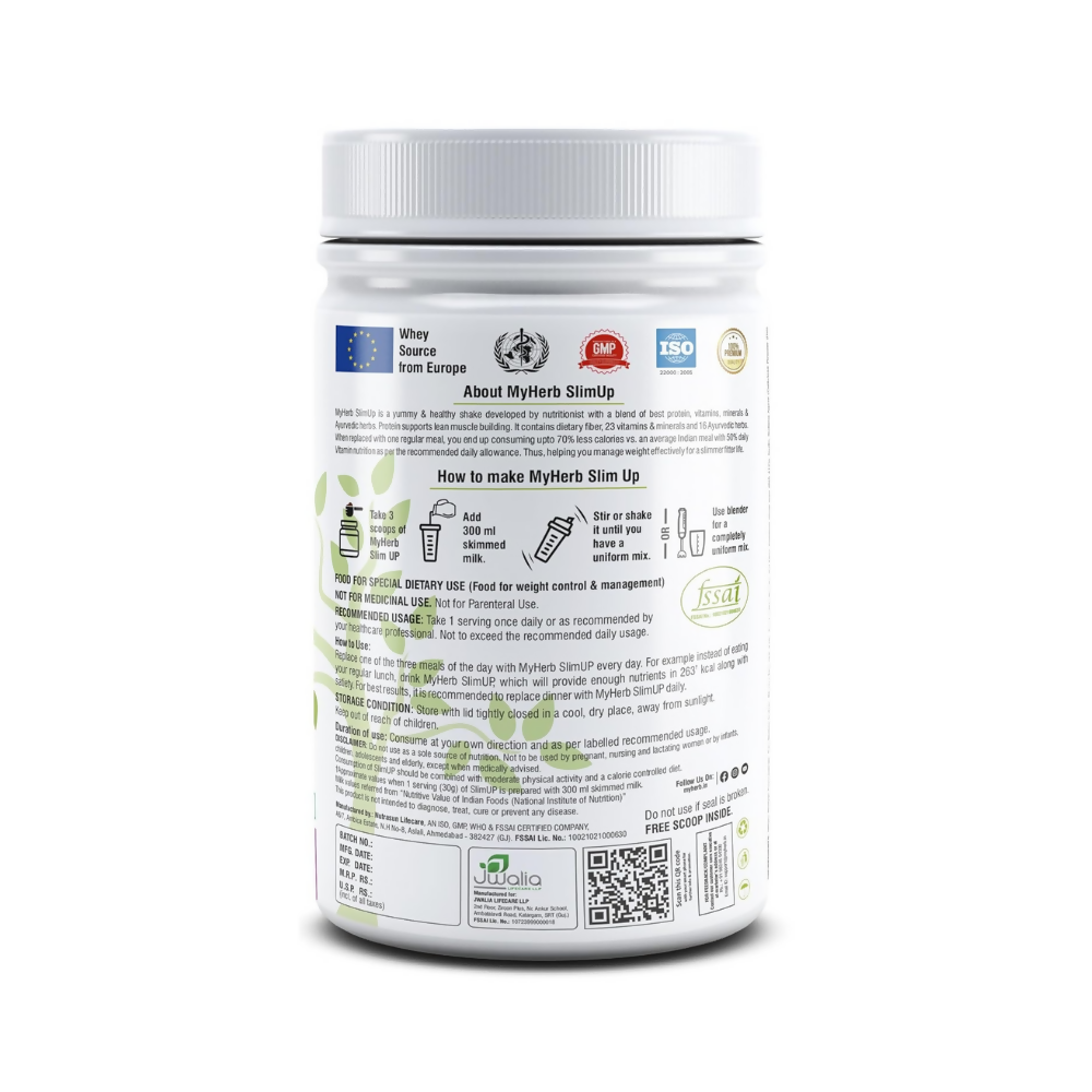 Myherb Slim Up Meal Replacement Shake With 16 Natural Herbal Blend For Men & Women - Chocolate Milk Shake - Swadesiicart