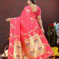 Lorenvalley Fashion Peach Soft Paithani Silk Woven Design Gold Zari Meenakari Weaving Saree - Swadesiicart